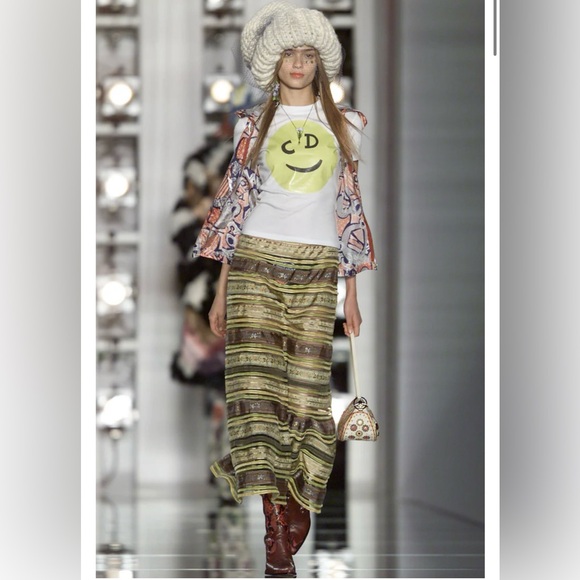 AUTH VTG Christian Dior Neon Orange Smiley Face CD Logo Graphic Tee Shirt Top - Picture 4 of 15